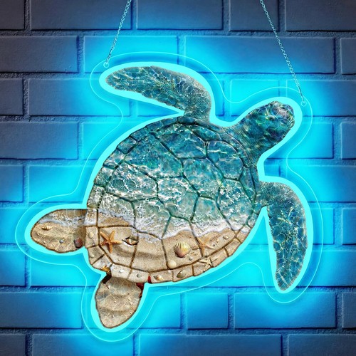 Light sea turtle neon - turtle, sign